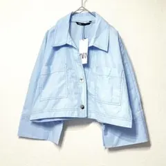 新品　未使用　ザラ　ZARA クロップド丈　シャツブラウス　コットン100%