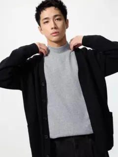 ユニクロ ソフトニットフリース モックネックT（長袖）XL 03 Gray