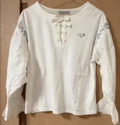 mezzo pianoジュニア　 ホワイト7部袖カットソー　150cm