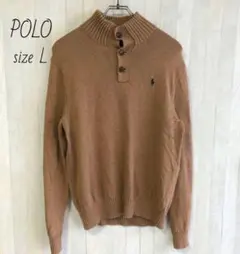 ポロラルフローレン　ポニー刺繍　ハーフボタンニット　ニット茶色　ブラウン M L