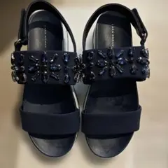 ZARA WOMAN ビジュー　サンダル　厚底サンダル 38 ネイビーのサムネイル