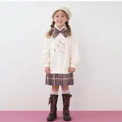 mezzo piano チェックプリーツ切替パーカーワンピース