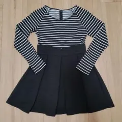 ロイヤルパーティー ストライプ ボーダー胸元切替 Aライン ミニワンピース 花柄