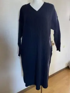 ニットワンピース　黒　着丈98 chocol raffine