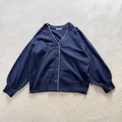 chocol raffine カーディガン　ネイビー Vネック　パイピング