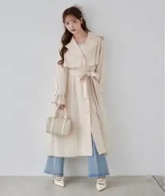 NICE CLAUP チュールトレンチコート　Mサイズ　アイボリー