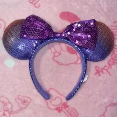 ディズニー カチューシャ ミニー スパンコール 紫