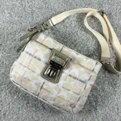 COACH デイジーシグネチャー ファイルバッグ ベージュ ファスナー開閉 