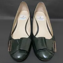 LANVIN ダークグリーン　パンプス 23.5cm 中ヒールのサムネイル