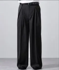 CLEL リネンブレンドスラックス　ブラック