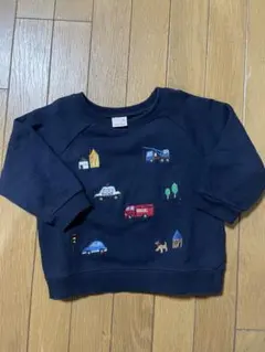 紺色 車刺繍 トレーナー　スウェット　プティマイン
