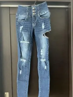 ハイウエストスキニーデニムパンツ