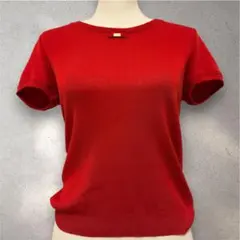 バーバリーブルーレーベル　半袖ニット　コットン100% M レッド