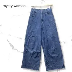 mysty woman ワイドデニムパンツ　フリンジ　M ハイウエスト　フレアのサムネイル