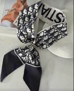 Dior ロゴ 海外 ノベルティ シルク風 ミッツァ スカーフブラック