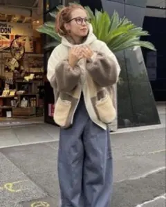 ⭐️早い者勝ち⭐️ニコアンド　Niko and　配色ボアジャケット　Lサイズ