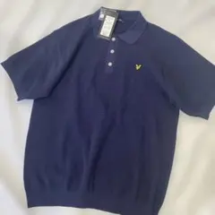 新品 LYLE&SCOTT ニットポロシャツ ネイビー LL