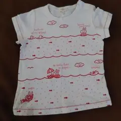 即購入可【6/16まで】HusHusH ベビーTシャツ 95cm 白　ウサギ柄のサムネイル