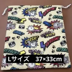 にゃんこ大戦争　にゃんこ　巾着　ケース　体操着入れ　37×33cm L 総柄