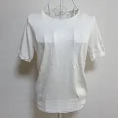 ドゥクラッセ 半袖ニット アイボリー カシミヤ混 ストレッチ素材 M