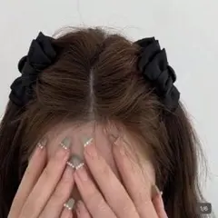 ブラックリボンヘアピン2個セット