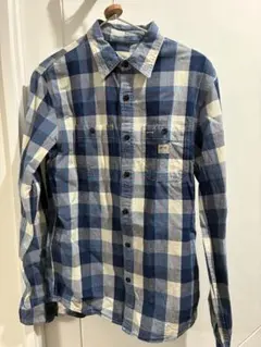 Ralph Lauren 青系 チェック柄 パッチワーク長袖シャツ SXSize