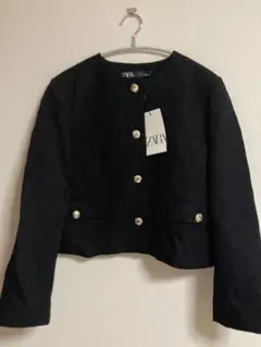 ZARA ブラック ノーカラージャケット L