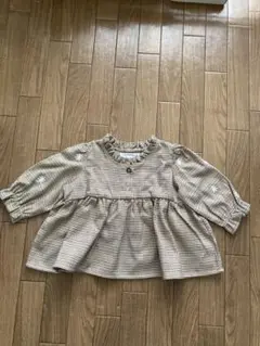 チェック柄ブラウス　袖刺繍　mamaraku バースデイ購入
