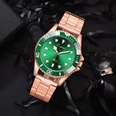 t99新品 送料込み メンズ ビジネス クォーツ 腕時計 ゴールド×緑