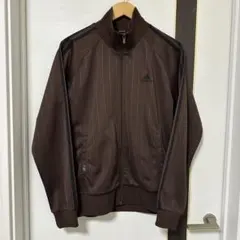 【adidas】トラックジャケット ブラウン×黒ライン パフォーマンスロゴ刺繍