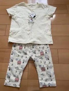 スヌーピー パジャマ上下100cm 薄い黄色