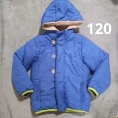 pieni kukka ダウンコート 120cm 青　フード付き ボタン付き