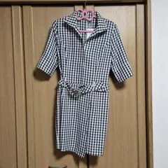 韓国風　ワンピース　チェック