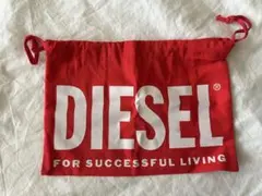 DIESEL ロゴ入り収納袋 巾着袋 レッド 約25x18cm ディーゼル