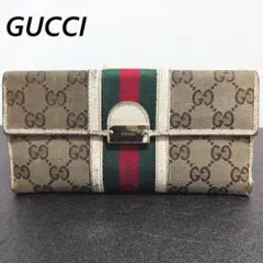 美品】グッチ 137375 GGキャンバス ホースビット 長財布 小銭入れ付き