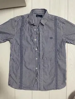 FRED PERRY ストライプシャツ 半袖 ネイビー
