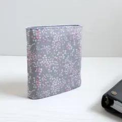 【手帳スリーブ／ミニ6用】花 × グレー（手帳ポーチ）