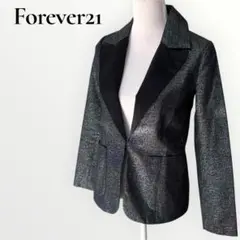 Forever21 テーラードジャケット ラメ ブラックグレー XSサイズ 長袖のサムネイル