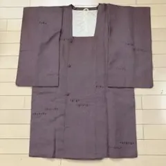 6.10正絹 道行コート 袷 臙脂色×白 幾何学模様 粋 【身丈81 裄65】