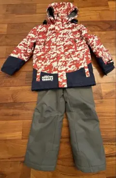 cosby 子ども用スキーウェア 赤/白/グレー
