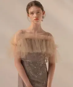 LEJA チュールフリルボレロペイントマーメイドドレスワンピース2点セット