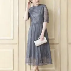 【美品】AIMER　ラッセルレース　ロングドレス　ワンピース　Aライン　Lのサムネイル