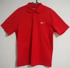 【美品】Nike GOLF Dri-FIT レッド ポロシャツ L ロゴ刺繍