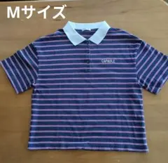 COLZA M ネイビー ★ストライプ ポロシャツ⭕️Mサイズ