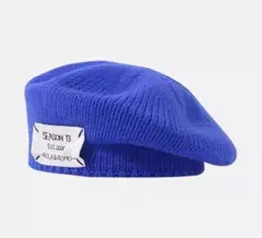 新品未使用　青 ニットベレー帽