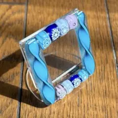 琉球ガラス 小さな写真立て フォトフレーム　ブルー　沖縄