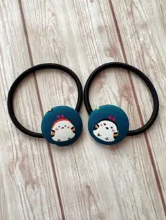 ヘアゴム　2個セット　くるみボタン　シマエナガ