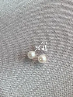 天然淡水パール ピアス 6mm S925 シルバー シンプル 上品 フォーマル
