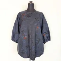 7マルキ【正絹 大島紬】フリー　チュニック・ブラウス　着物リメイク　2090