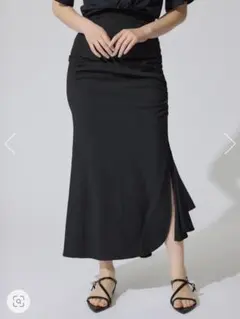 rienda ギャザーマーメイドジャストウエストスカート　ブラック　M